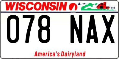 WI license plate 078NAX