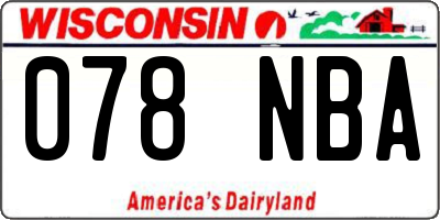 WI license plate 078NBA