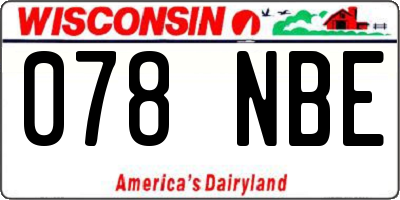 WI license plate 078NBE