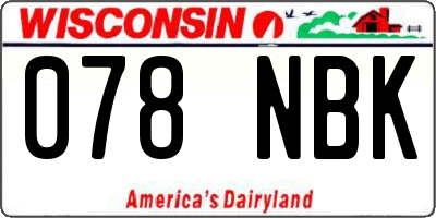 WI license plate 078NBK