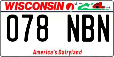 WI license plate 078NBN