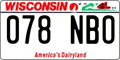WI license plate 078NBO