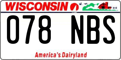 WI license plate 078NBS
