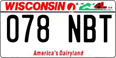 WI license plate 078NBT