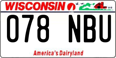 WI license plate 078NBU