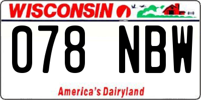 WI license plate 078NBW
