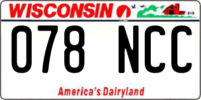 WI license plate 078NCC