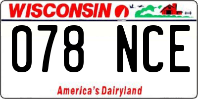 WI license plate 078NCE