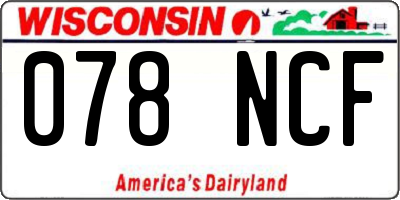 WI license plate 078NCF