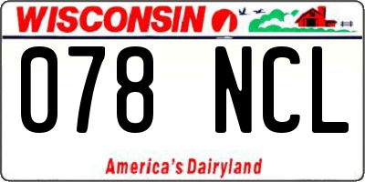 WI license plate 078NCL