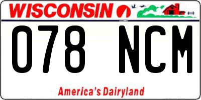 WI license plate 078NCM
