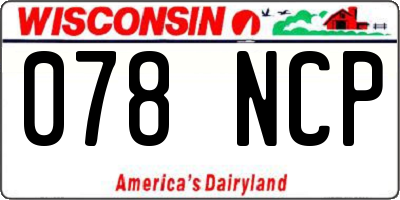 WI license plate 078NCP