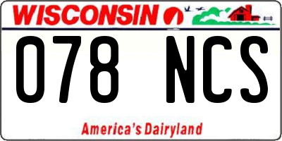 WI license plate 078NCS