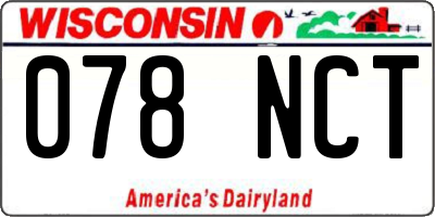 WI license plate 078NCT