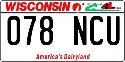 WI license plate 078NCU