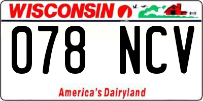 WI license plate 078NCV