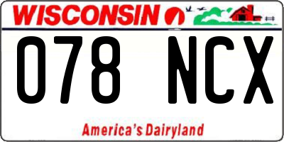 WI license plate 078NCX