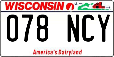 WI license plate 078NCY