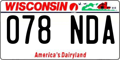 WI license plate 078NDA