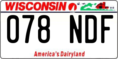 WI license plate 078NDF