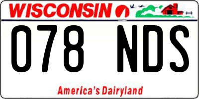 WI license plate 078NDS