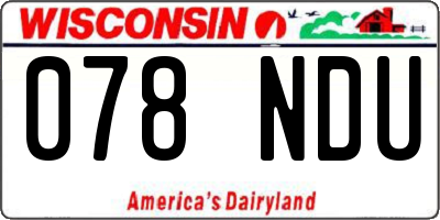 WI license plate 078NDU