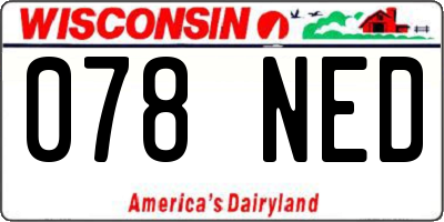 WI license plate 078NED