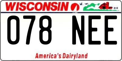 WI license plate 078NEE