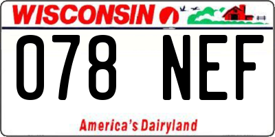 WI license plate 078NEF