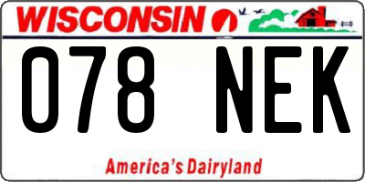 WI license plate 078NEK