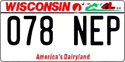 WI license plate 078NEP