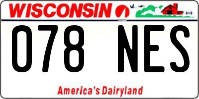 WI license plate 078NES