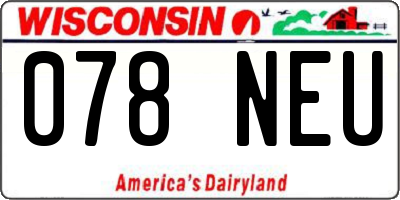 WI license plate 078NEU