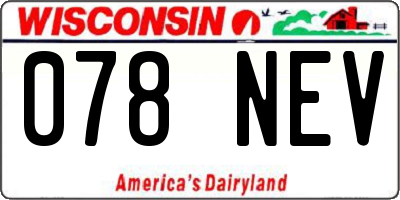 WI license plate 078NEV