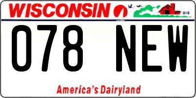 WI license plate 078NEW