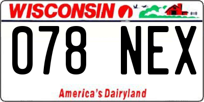 WI license plate 078NEX