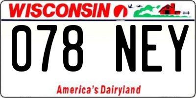 WI license plate 078NEY