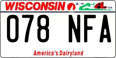WI license plate 078NFA