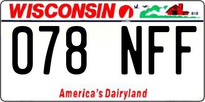 WI license plate 078NFF