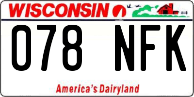 WI license plate 078NFK