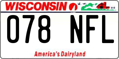 WI license plate 078NFL