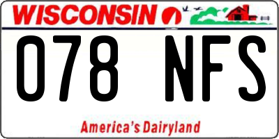 WI license plate 078NFS