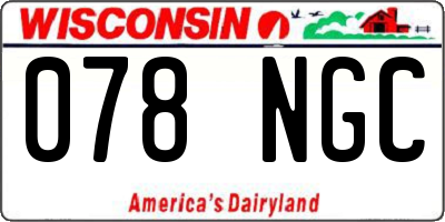 WI license plate 078NGC