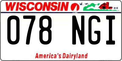WI license plate 078NGI