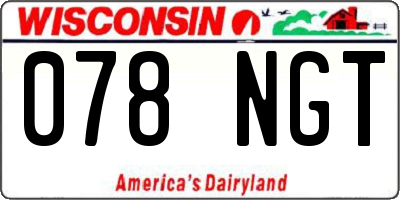 WI license plate 078NGT