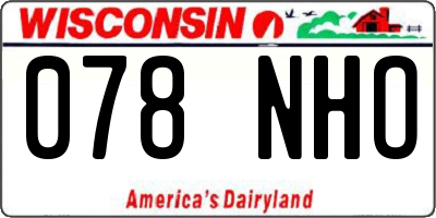 WI license plate 078NHO