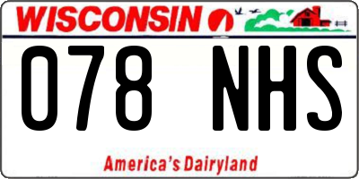 WI license plate 078NHS