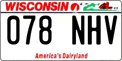 WI license plate 078NHV