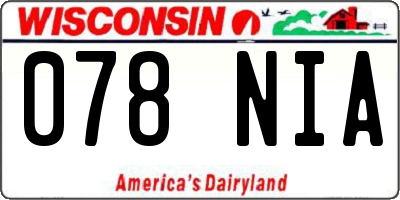 WI license plate 078NIA