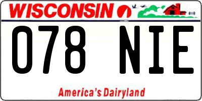 WI license plate 078NIE